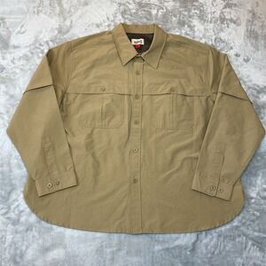 Woolrich Ventilated Utility Fishing Shirt Men XL Tan Hike Longsleeve Button Down